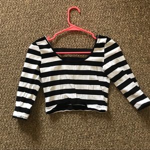 Black and White Striped Charlotte Russe Crop Top